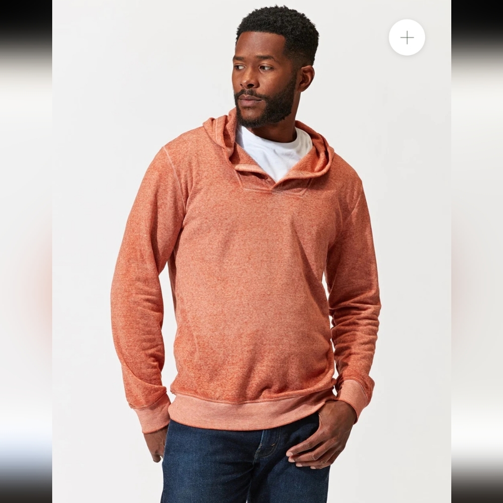 Threads 4 Thoughts Kieran Burnout Hooded Henley Orange Hoodie NWOT